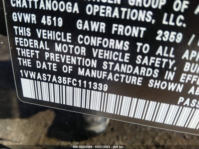 1VWAS7A35FC111339 Volkswagen Passat 1.8t Limited Edition