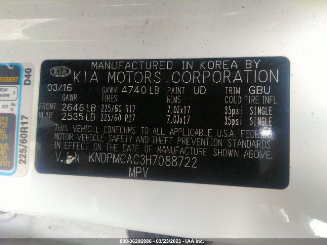 KNDPMCAC3H7088722 KIA Sportage Lx