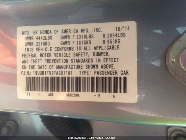 19UUB1F57FA007181 Acura TLX TECH
