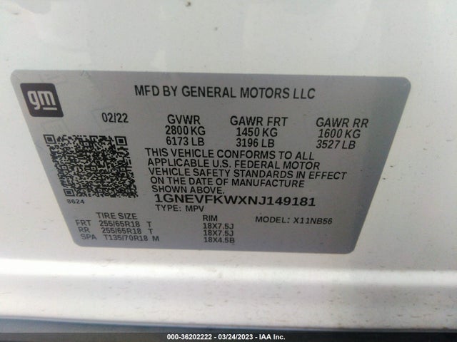 Chevrolet Traverse Ls 2022 1GNEVFKWXNJ149181 Image 11