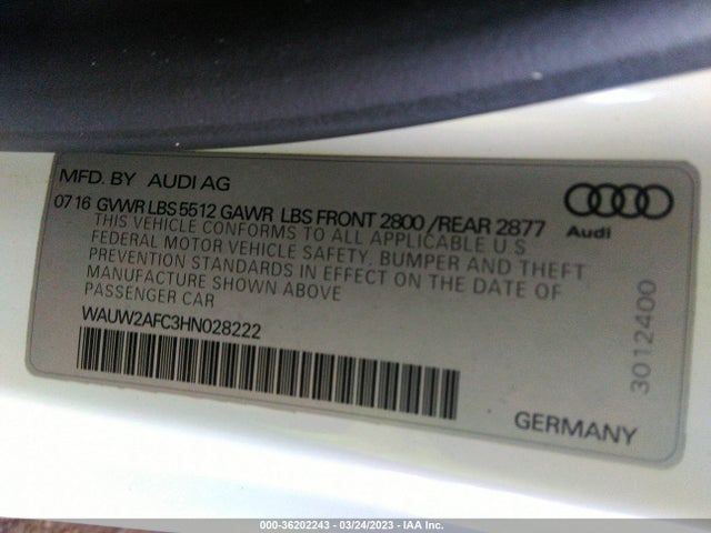 WAUW2AFC3HN028222 Audi A7 Premium Plus