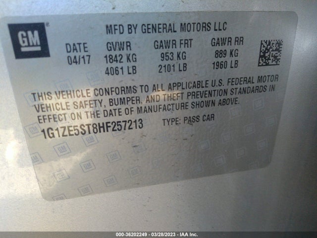 Chevrolet MALIBU LT 2017 1G1ZE5ST8HF257213 Image 9