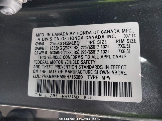 Honda CR-V EX 2014 2HKRM4H58EH716089 Image 9