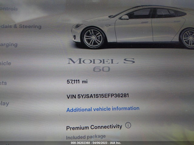 Tesla Model S 60 Kwh Battery 2014 5YJSA1S15EFP36281 Image 9