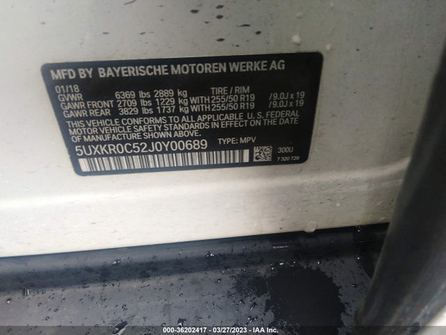 BMW X5 Xdrive35i 2018 5UXKR0C52J0Y00689 Image 9