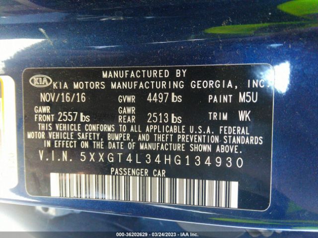 5XXGT4L34HG134930 KIA Optima Lx