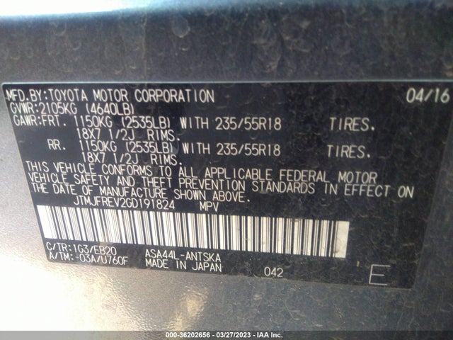 Toyota RAV4 SE 2016 JTMJFREV2GD191824 Image 10