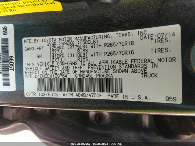 Toyota TACOMA 2014 5TFLU4EN0EX109764 Image 9