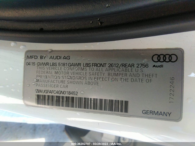 WAUGFAFC4GN018452 Audi A6 2.0t Premium Plus