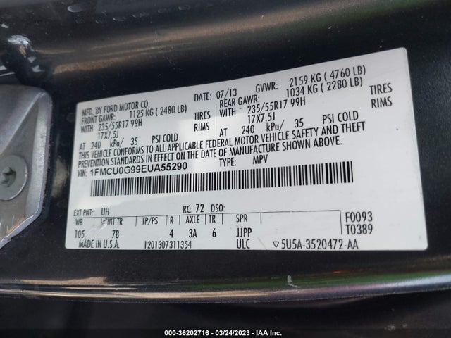 Ford ESCAPE SE 2014 1FMCU0G99EUA55290 Image 11