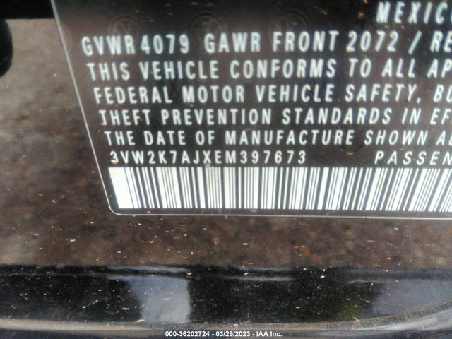 3VW2K7AJXEM397673 Volkswagen Jetta Sedan S