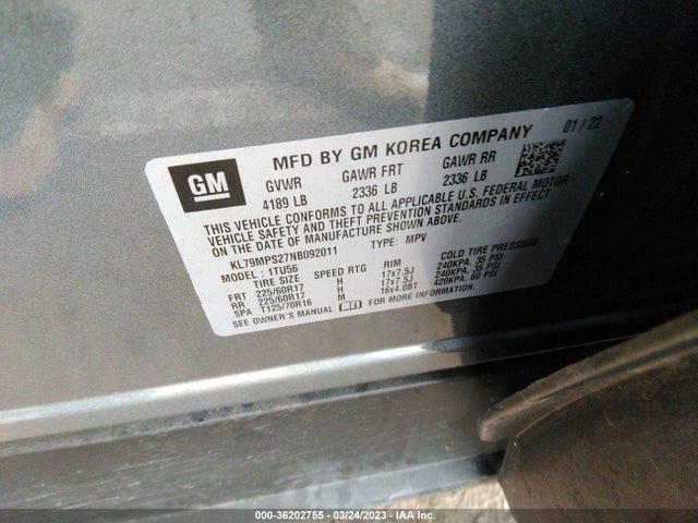 Chevrolet Trailblazer Lt 2022 KL79MPS27NB092011 Image 9