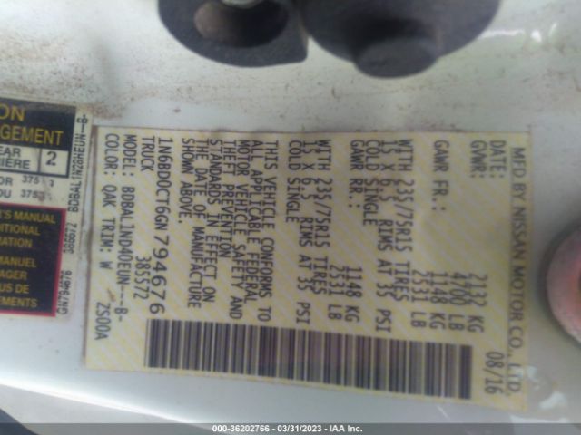 1N6BD0CT6GN794676 Nissan Frontier S/sv