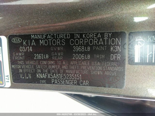 KNAFX5A81E5235151 KIA Forte 5-door Ex