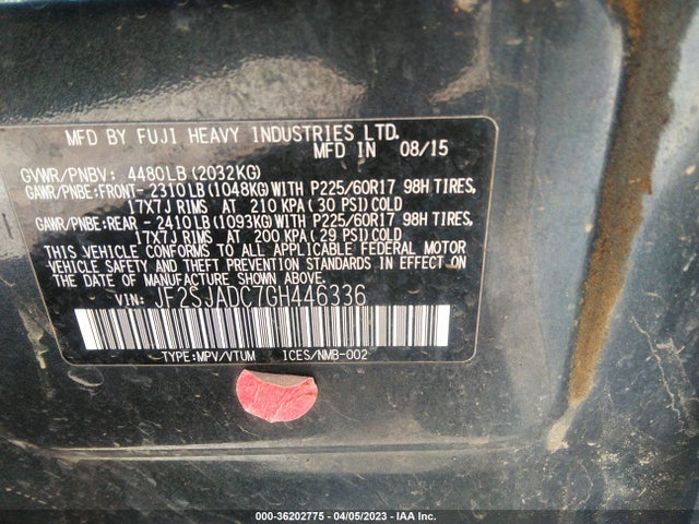 JF2SJADC7GH446336 Subaru Forester 2.5i Premium
