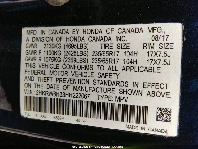 Honda CR-V LX 2017 2HKRW6H33HH222067 Image 9