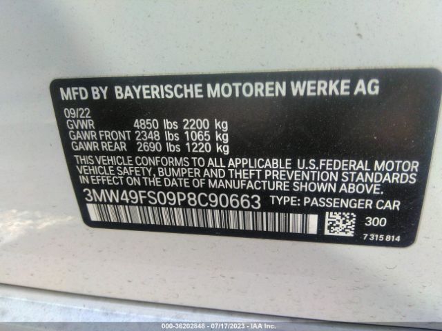 3MW49FS09P8C90663 BMW 3 Series M340i