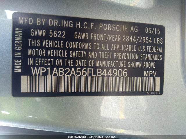 2015 Porsche Macan, VIN: WP1AB2A56FLB44906