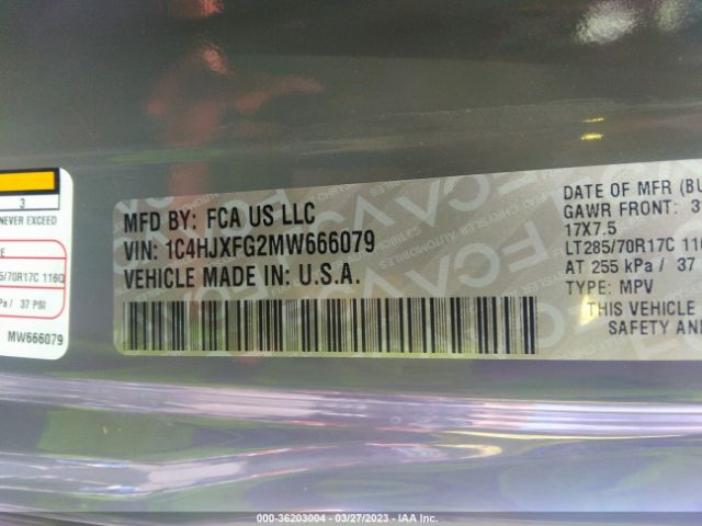1C4HJXFG2MW666079 Jeep Wrangler Unlimited Rubicon
