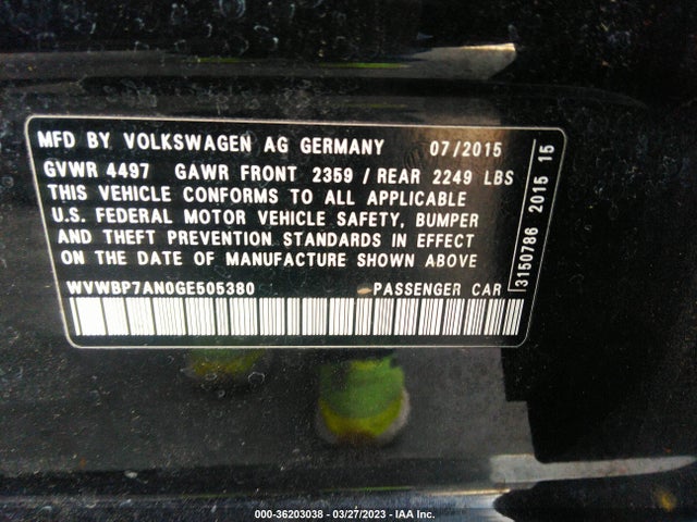 WVWBP7AN0GE505380 Volkswagen CC SPORT