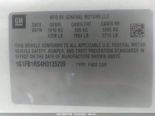 Chevrolet Camaro 1lt 2017 1G1FB1RS4H0135209 Image 10