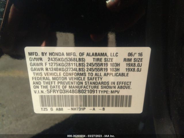 5FRYD3H48GB021091 Acura Mdx W/tech/w/tech