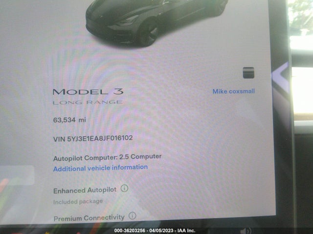Tesla Model 3 Range Battery 2018 5YJ3E1EA8JF016102 Image 7