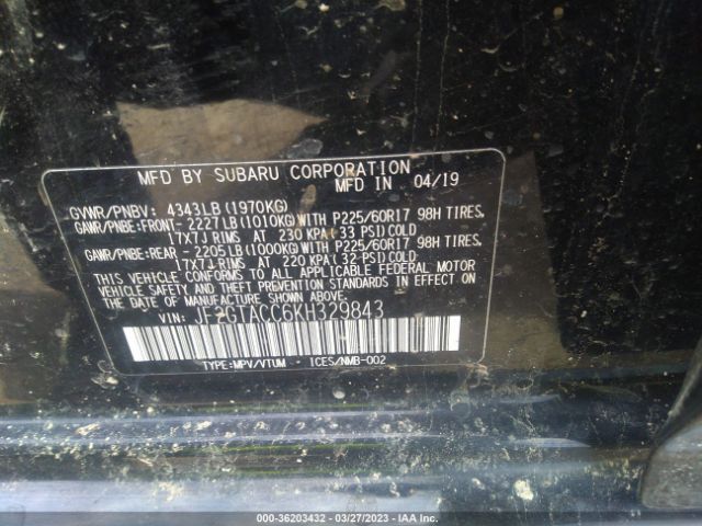 JF2GTACC6KH329843 Subaru Crosstrek Premium