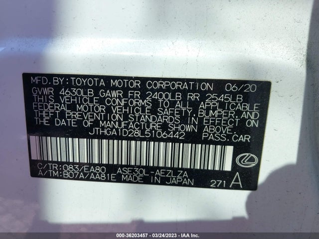 JTHGA1D28L5106442 Lexus Is Is 300 F Sport