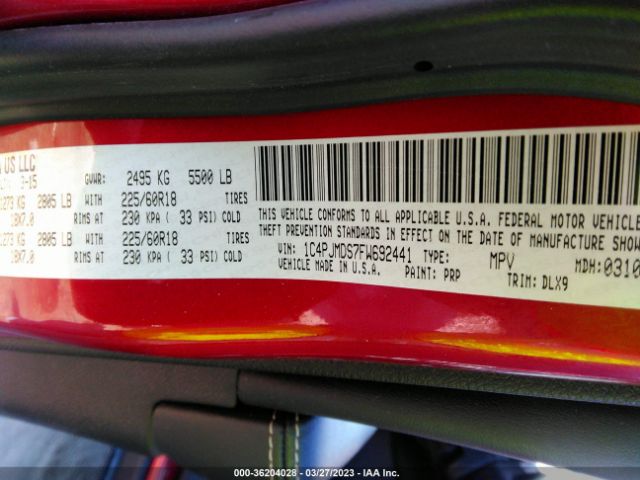 1C4PJMDS7FW692441 Jeep Cherokee Limited