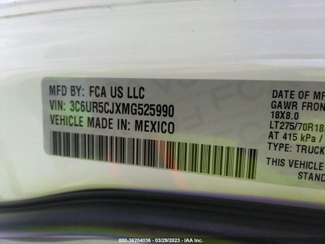 RAM 2500 Tradesman 2021 3C6UR5CJXMG525990 Image 9
