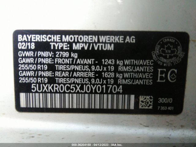 5UXKR0C5XJ0Y01704 BMW X5 Xdrive35i