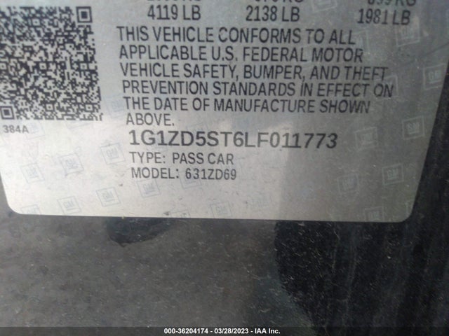 Chevrolet MALIBU LT 2020 1G1ZD5ST6LF011773 Image 9