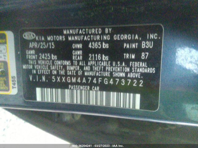 5XXGM4A74FG473722 KIA Optima Lx