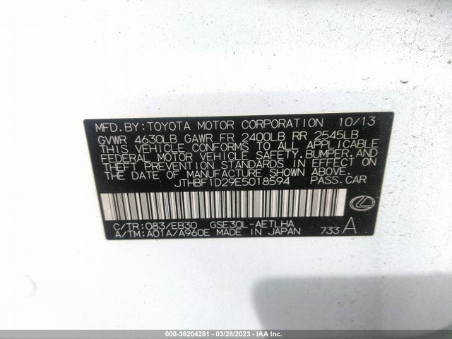Lexus IS 250 2014 JTHBF1D29E5018594 Image 10