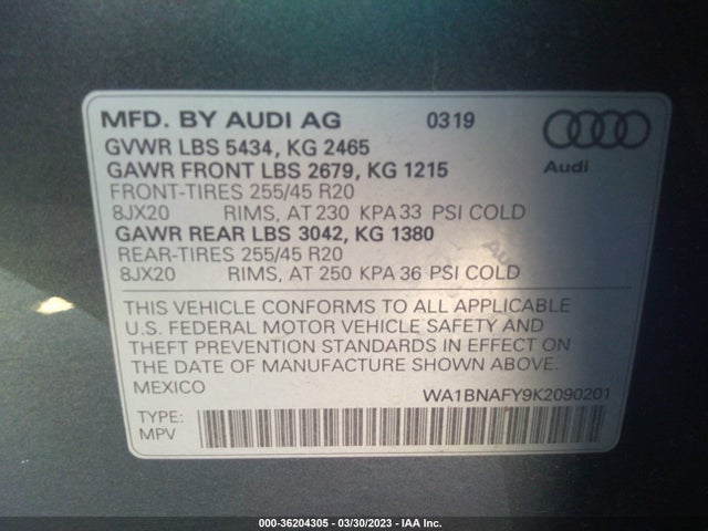 WA1BNAFY9K2090201 Audi Q5 Premium Plus