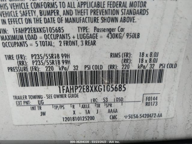 1FAHP2E8XKG105685 Ford TAURUS SEL