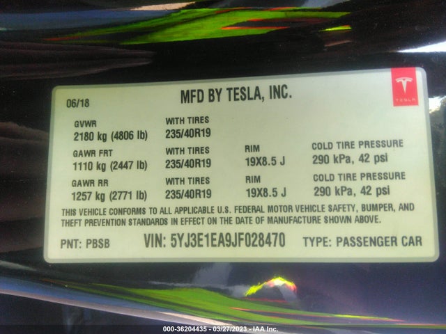 2018 Tesla 3, VIN: 5YJ3E1EA9JF028470