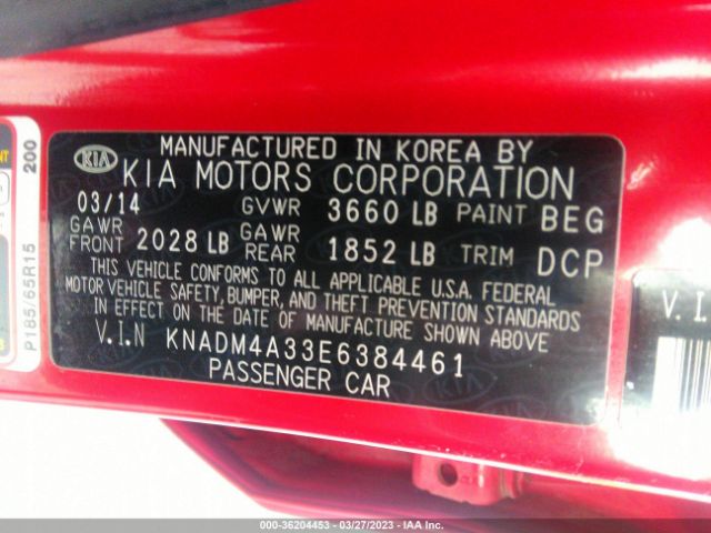 KNADM4A33E6384461 KIA RIO LX