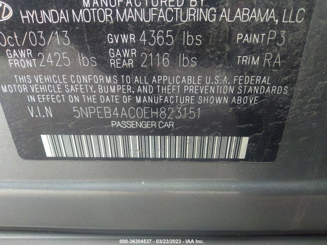Hyundai SONATA GLS 2014 5NPEB4AC0EH823151 Image 9