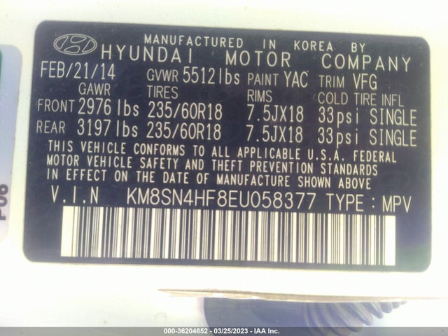 Hyundai Santa Fe Gls 2014 KM8SN4HF8EU058377 Image 11