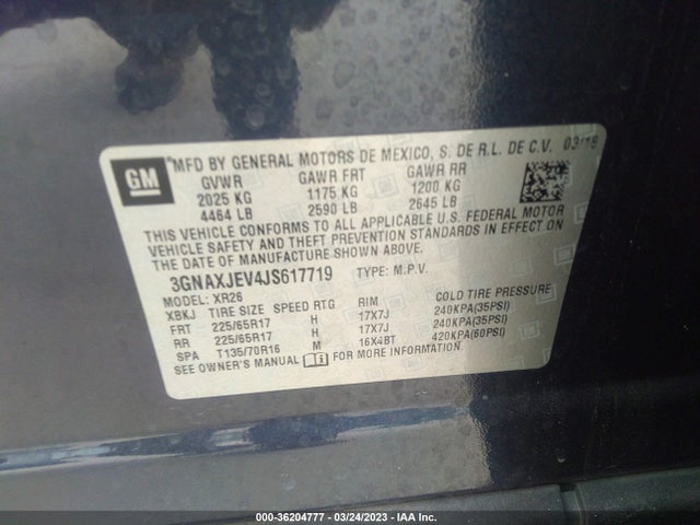 Chevrolet EQUINOX LT 2018 3GNAXJEV4JS617719 Image 9