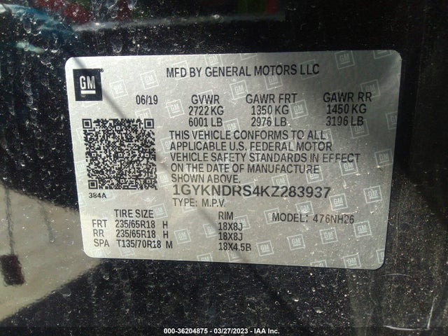 1GYKNDRS4KZ283937 Cadillac Xt5 Luxury Awd