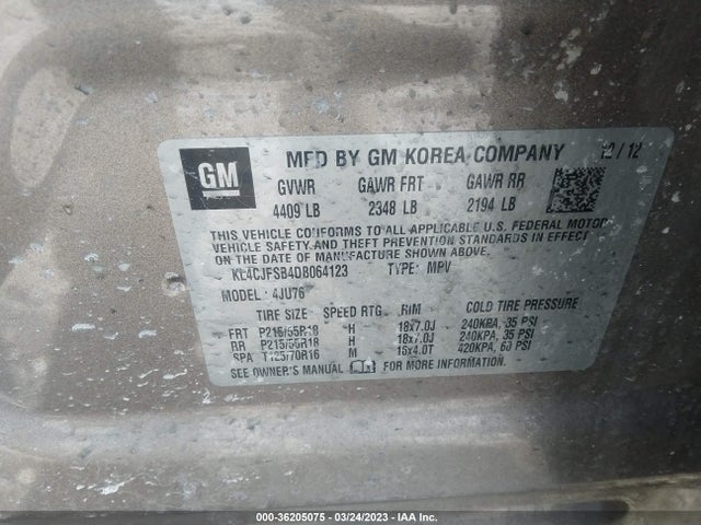 2013 BUICK ENCORE CONVENIENCE VIN: KL4CJFSB4DB064123