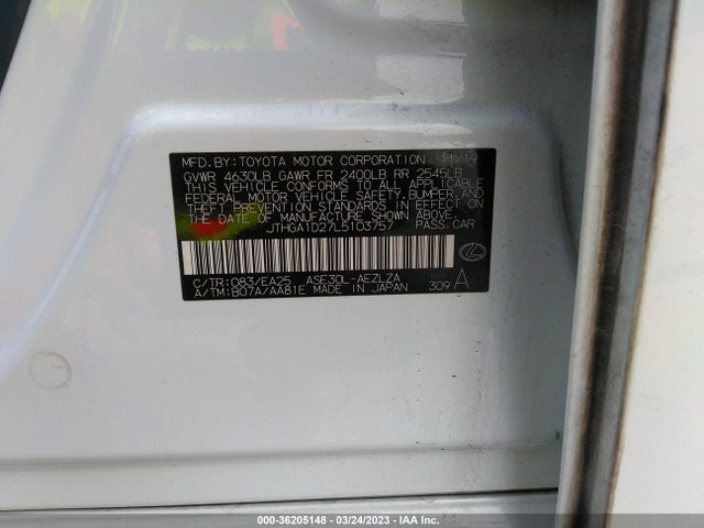 2020 Lexus IS, VIN: JTHGA1D27L5103757