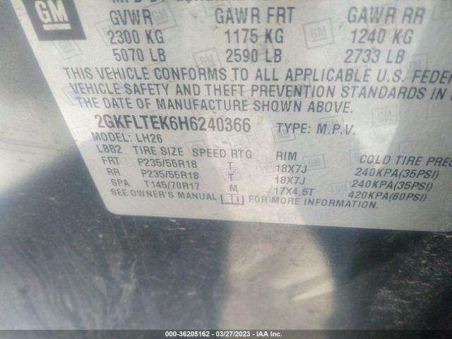 2GKFLTEK6H6240366 GMC Terrain Sle
