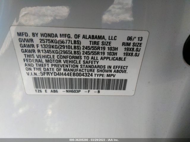 5FRYD4H44EB004324 Acura Mdx Tech Pkg