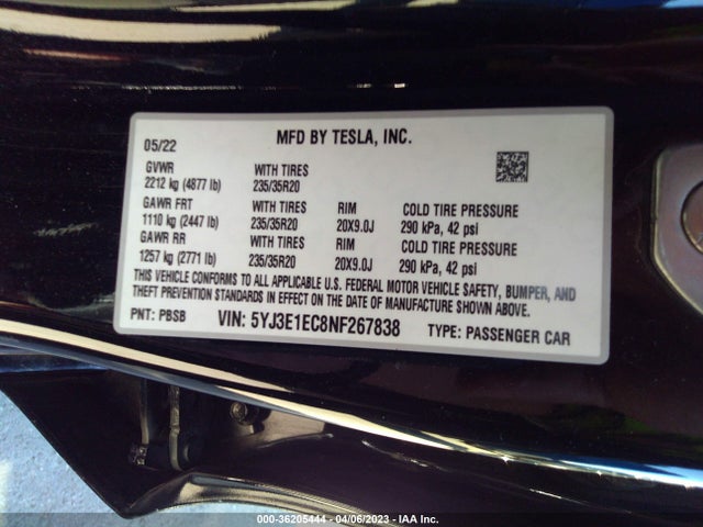 Tesla Model 3 Performance 2022 5YJ3E1EC8NF267838 Image 10