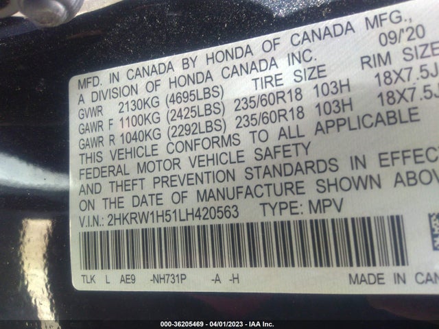 Honda CR-V EX 2020 2HKRW1H51LH420563 Image 9