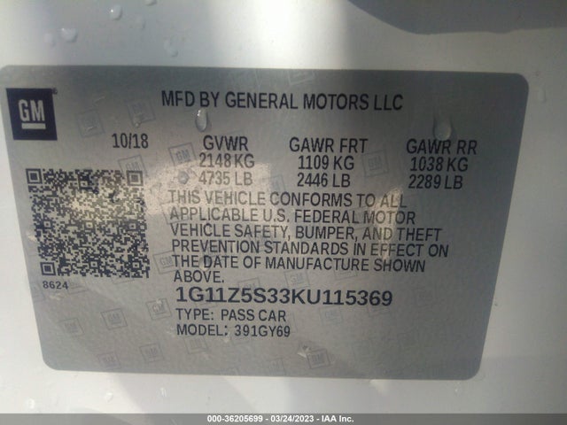 Chevrolet IMPALA LT 2019 1G11Z5S33KU115369 Image 9